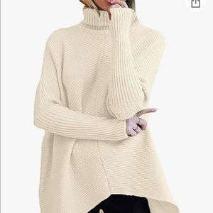 ANRABESS turtleneck batwing sleeve long sweater apricot cream